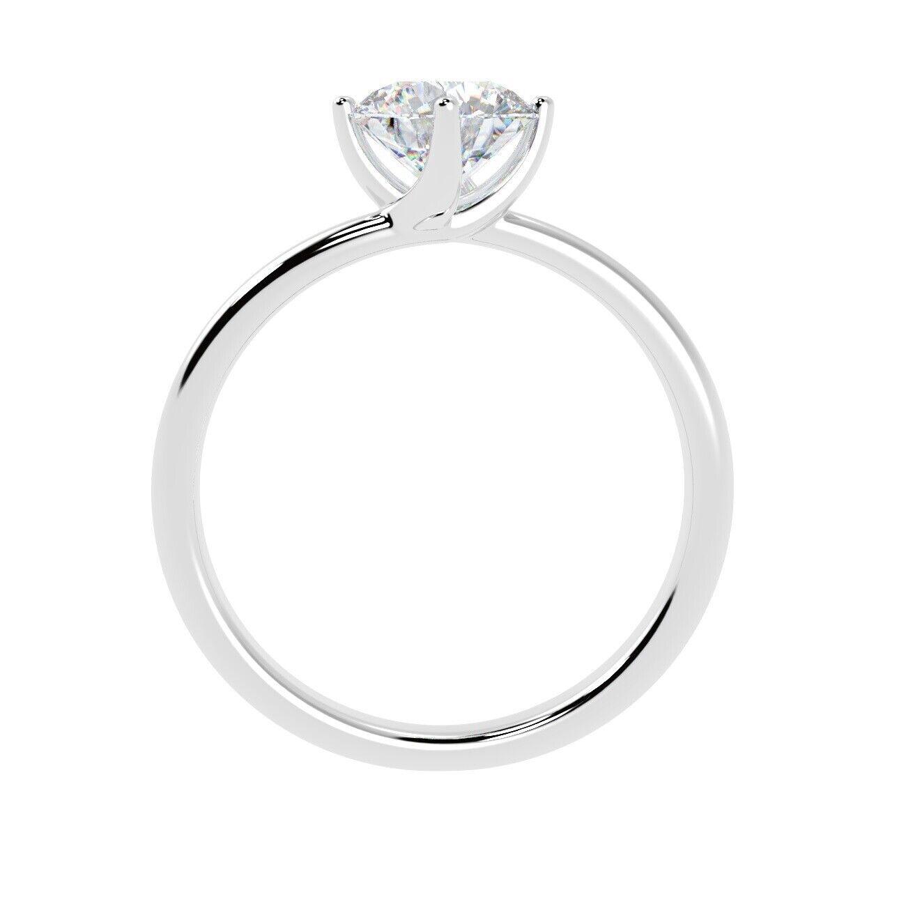 Natural Round Diamond Solitaire Engagement Ring, F/VVS 0.35 Ct Diamond In Heavy Platinum