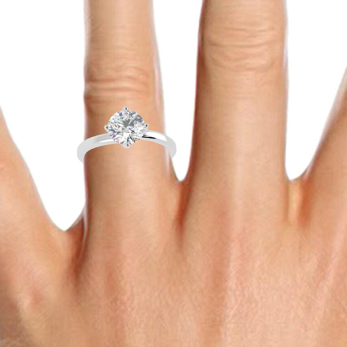 Natural Round Diamond Solitaire Engagement Ring, F/VVS 0.35 Ct Diamond In Heavy Platinum