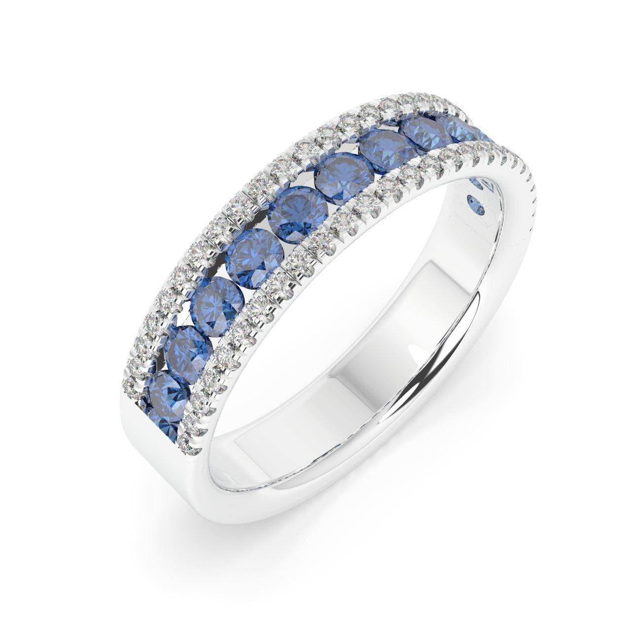 Sapphire and Diamond Designer Half Eternity Ring 1.50Ct