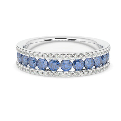 Sapphire and Diamond Designer Half Eternity Ring 1.50Ct