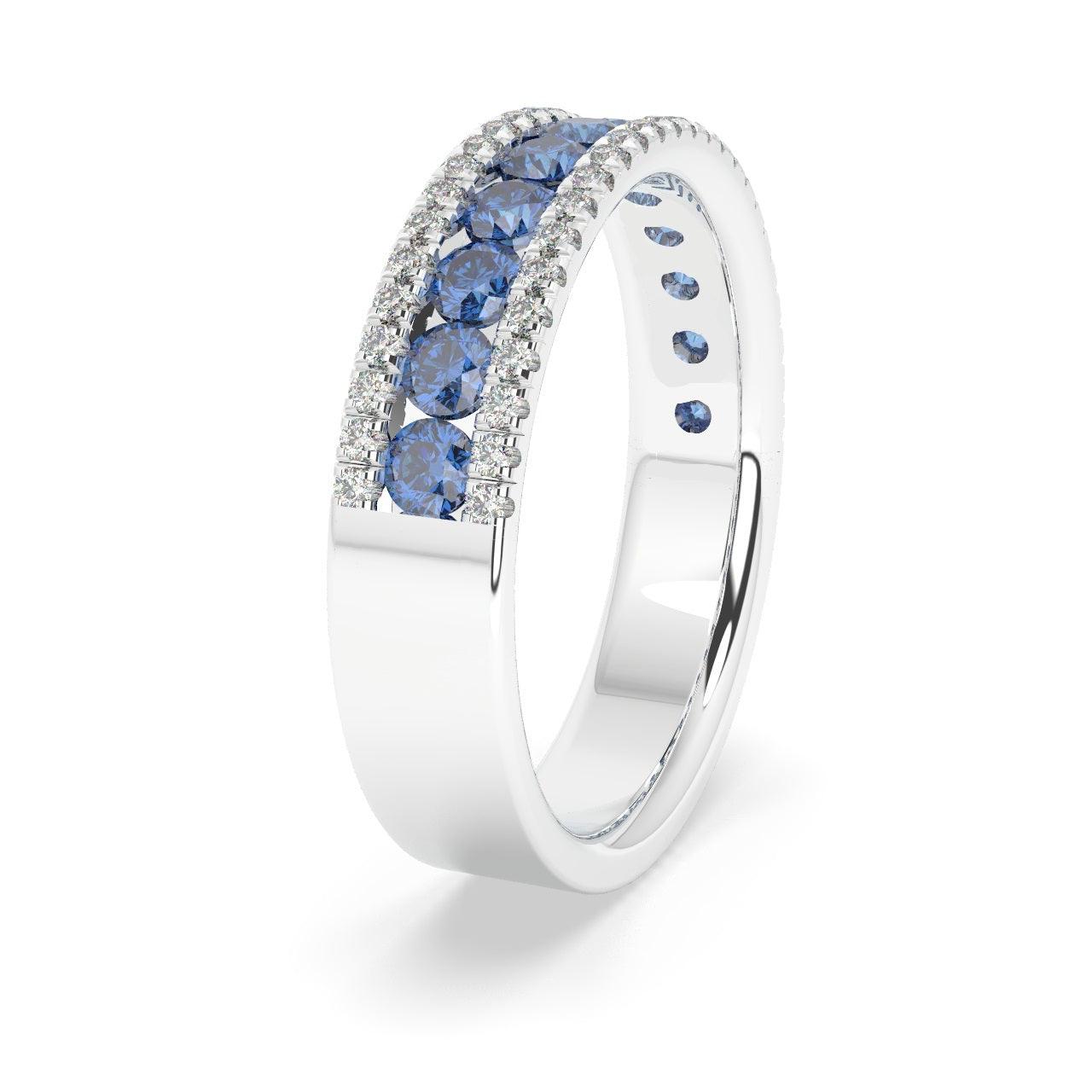 Sapphire and Diamond Designer Half Eternity Ring 1.50Ct