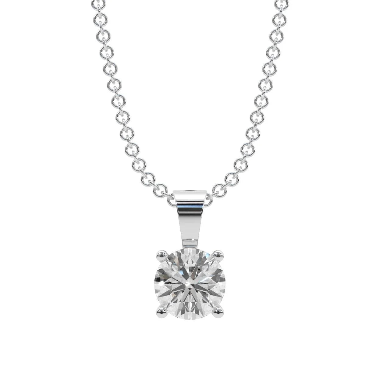 Round Diamond Solitaire Pendant Necklace for Women - (0.40ct-0.60ct)
