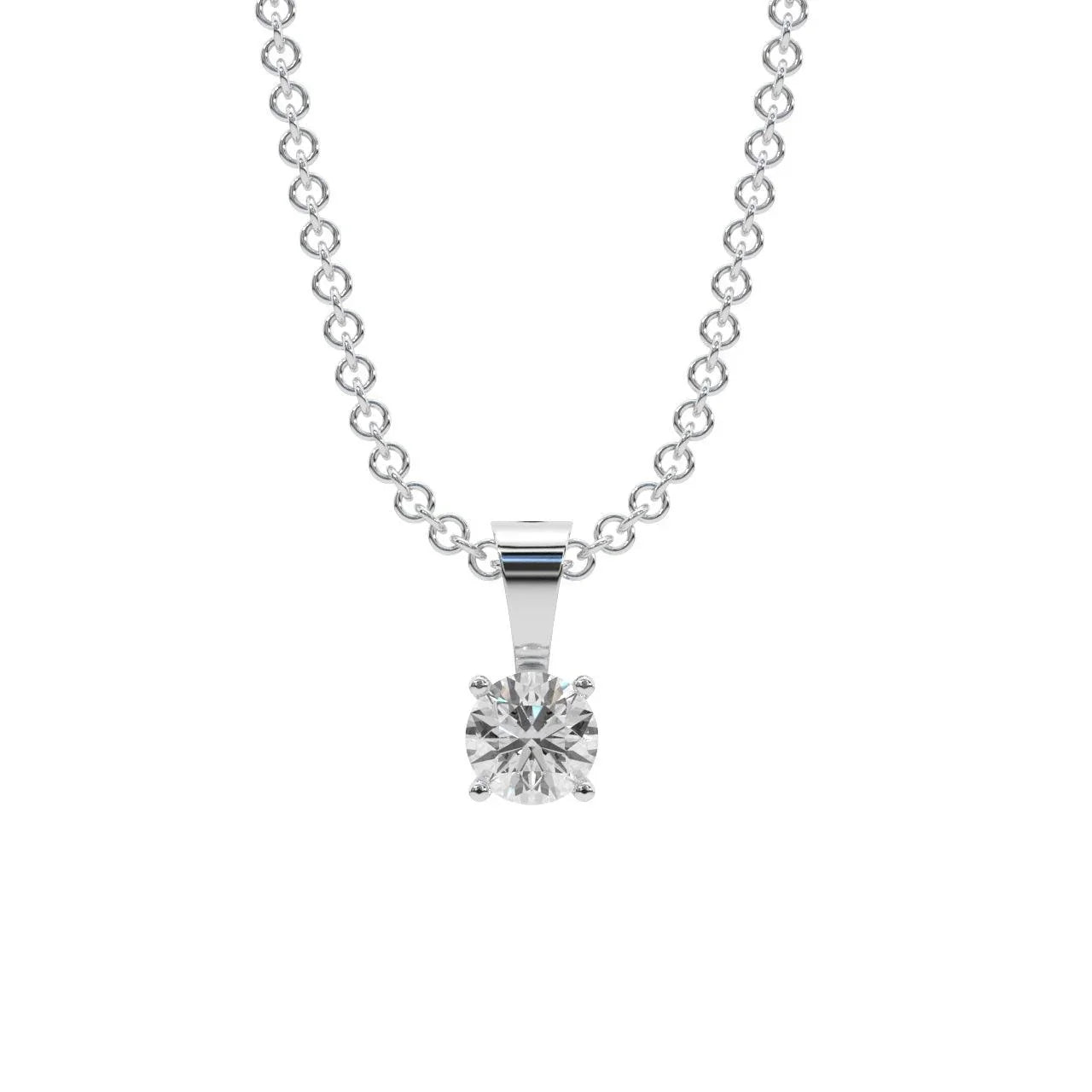 Round Diamond Solitaire Pendant Necklace for Women - (0.10ct-0.33ct)