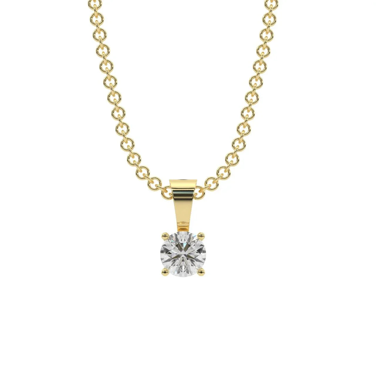 Round Diamond Solitaire Pendant Necklace for Women - (0.10ct-0.33ct)