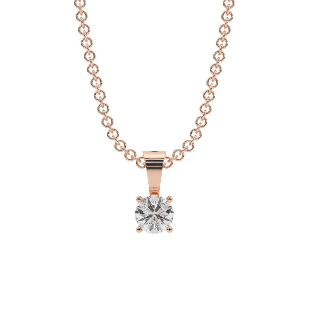 Round Diamond Solitaire Pendant Necklace for Women - (0.10ct-0.33ct)