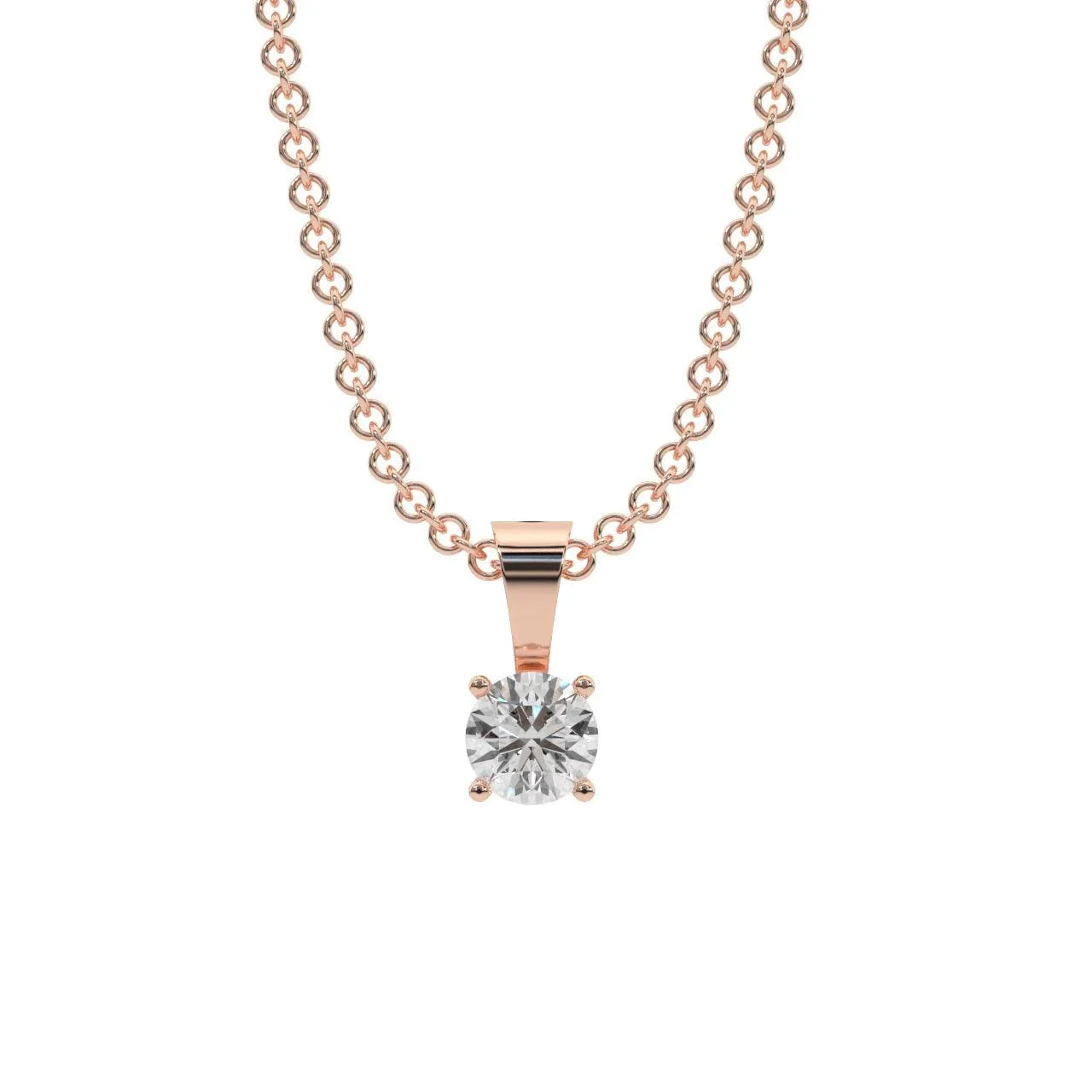 Round Diamond Solitaire Pendant Necklace for Women - (0.10ct-0.33ct)