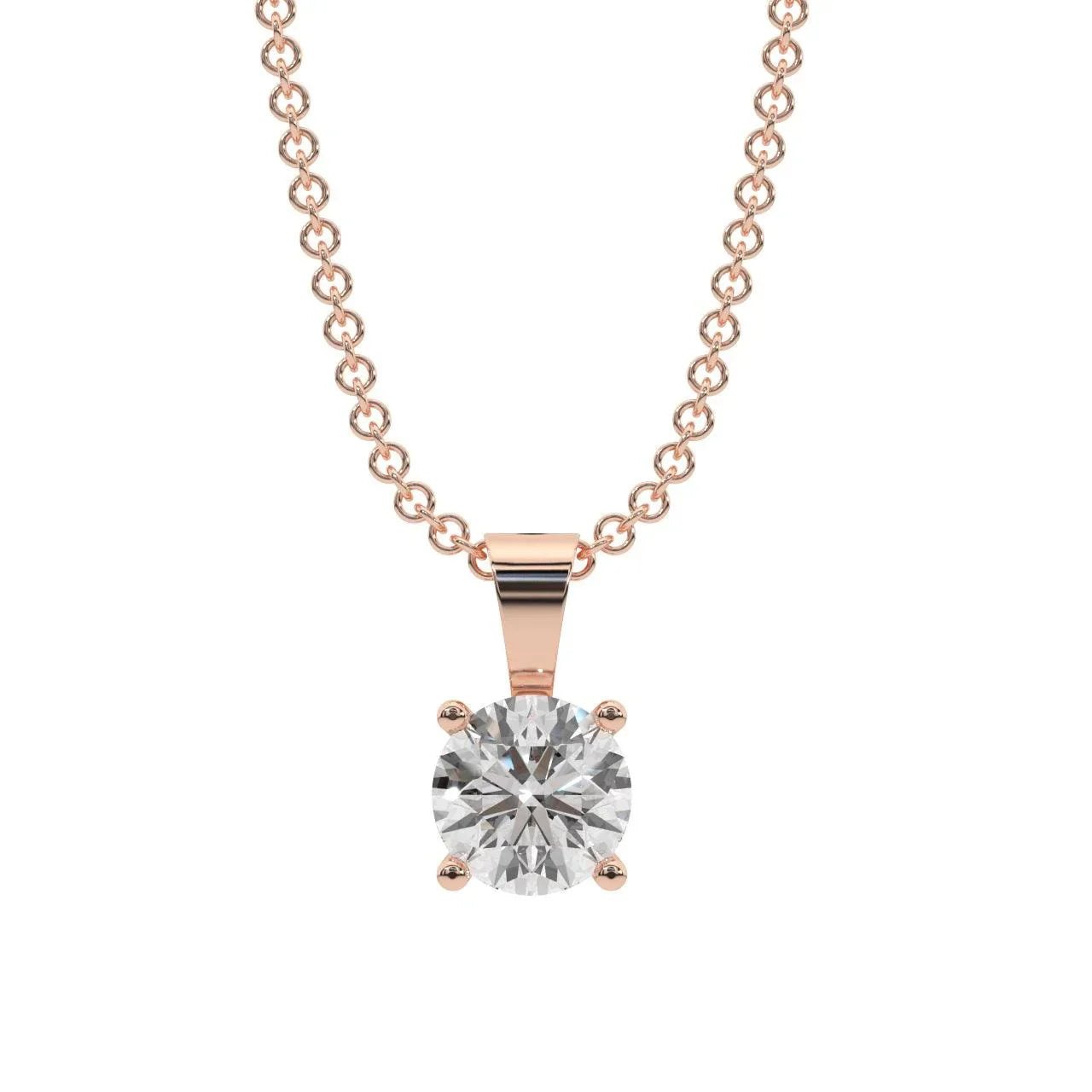 Round Diamond Solitaire Pendant Necklace for Women - (0.40ct-0.60ct)