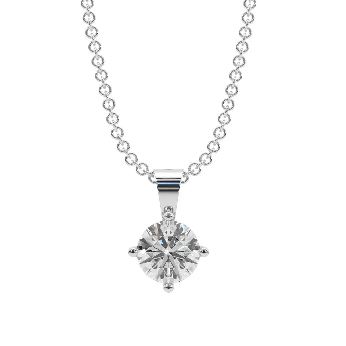 Certified 100% Natural Round Diamond Solitaire Pendant Necklace for Women - (0.40ct-0.60ct)