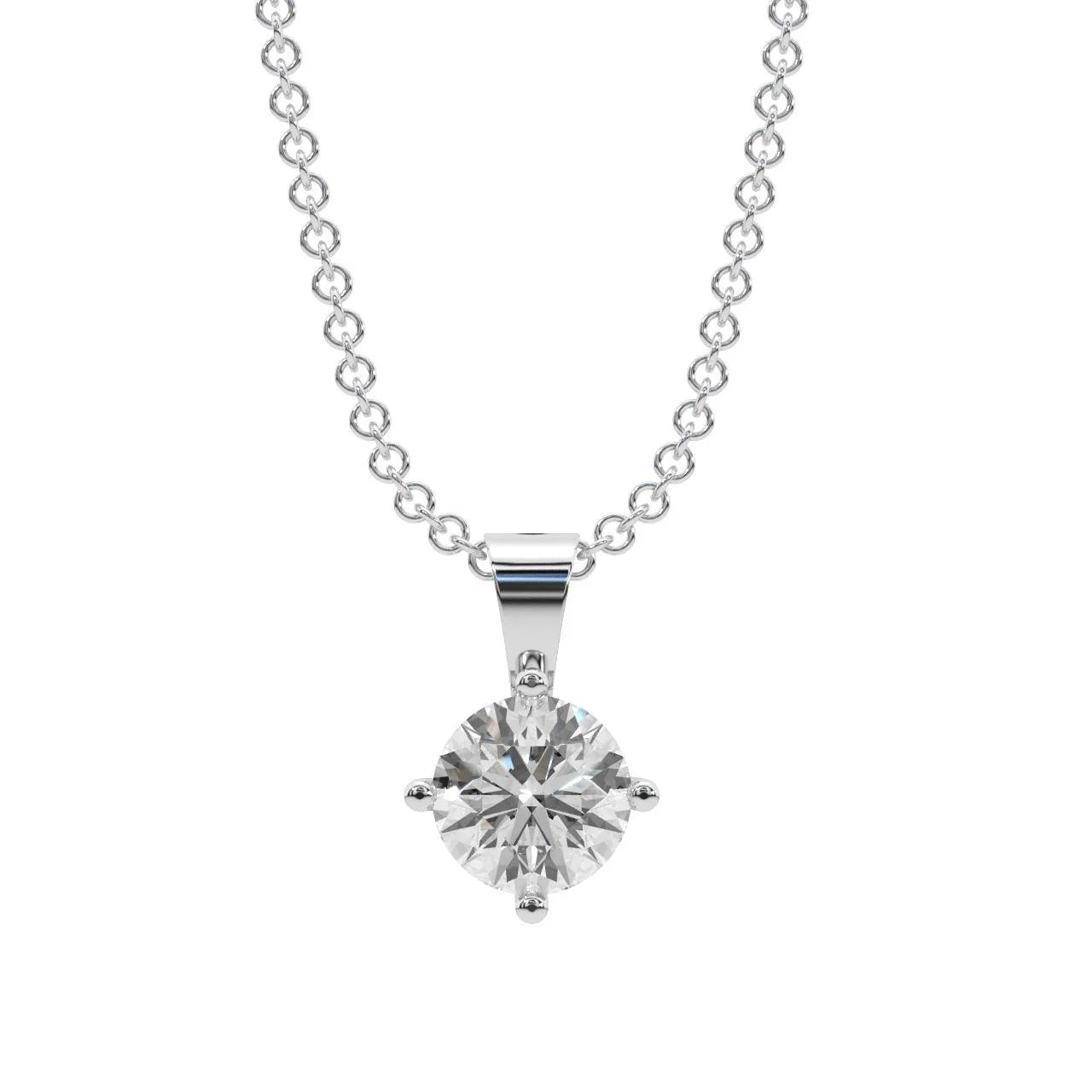 Certified 100% Natural Round Diamond Solitaire Pendant Necklace for Women - (0.40ct-0.60ct)