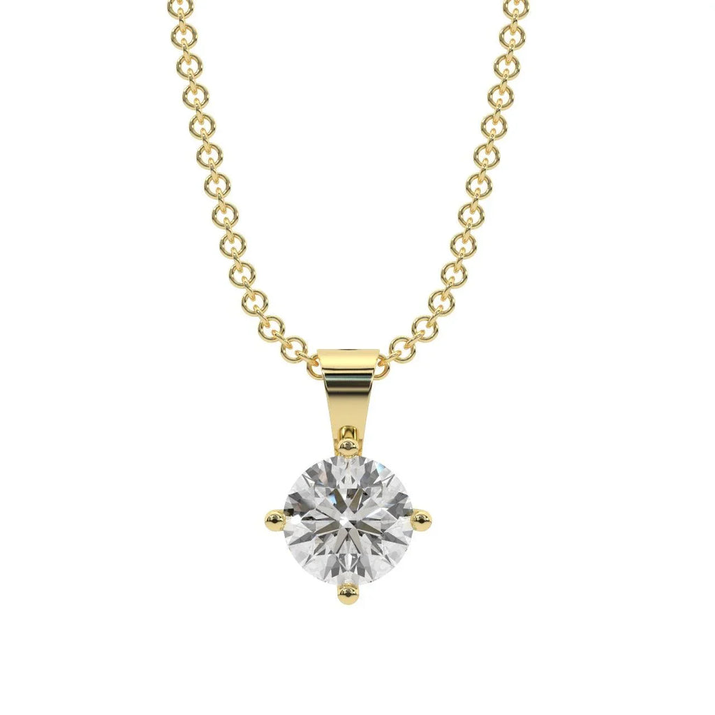 Certified 100% Natural Round Diamond Solitaire Pendant Necklace for Women - (0.40ct-0.60ct)