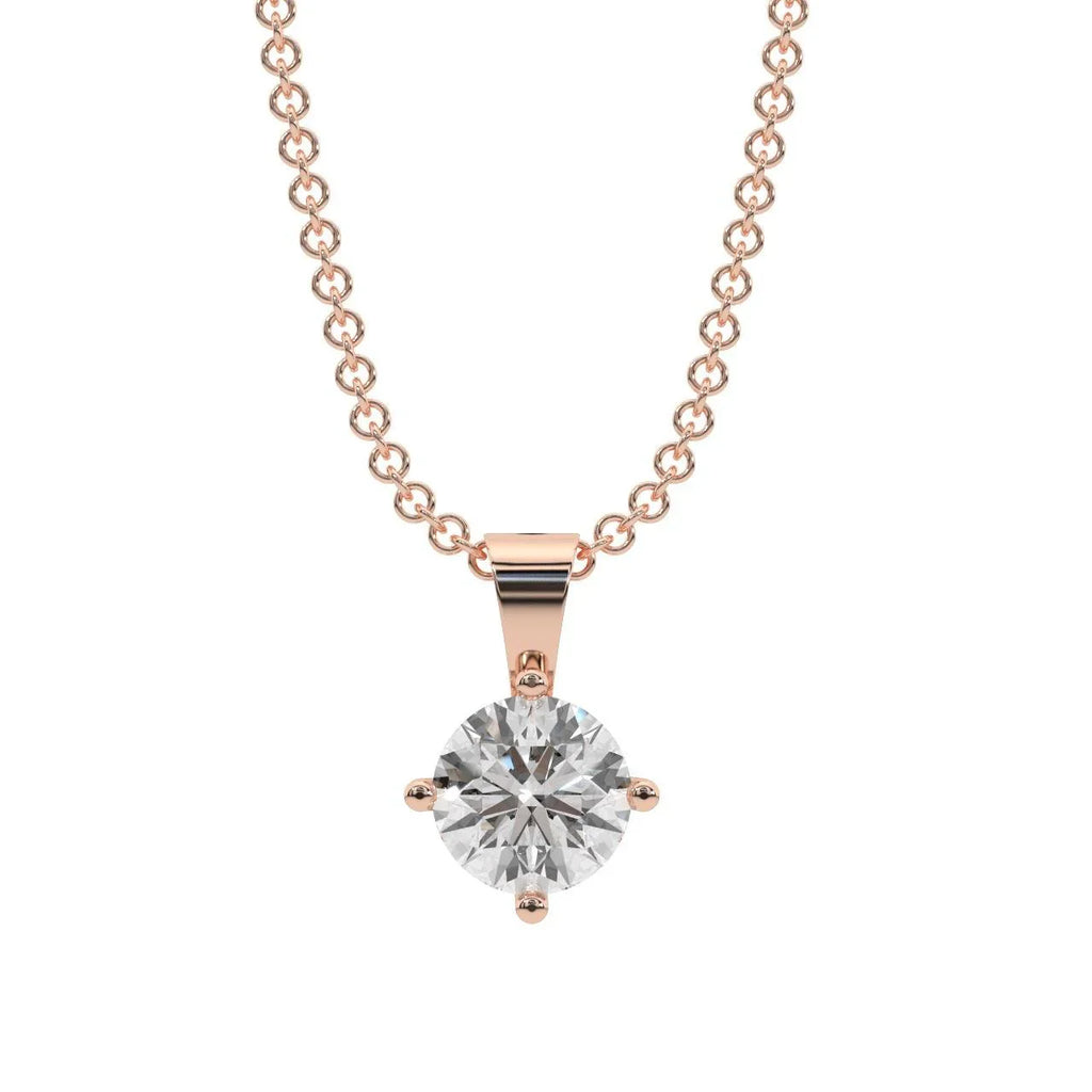 Certified 100% Natural Round Diamond Solitaire Pendant Necklace for Women - (0.40ct-0.60ct)