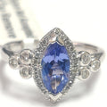 Last Piece ! 1.30Ct Tanzanite & Diamond Halo Designer Engagement Ring In Heavy Platinum