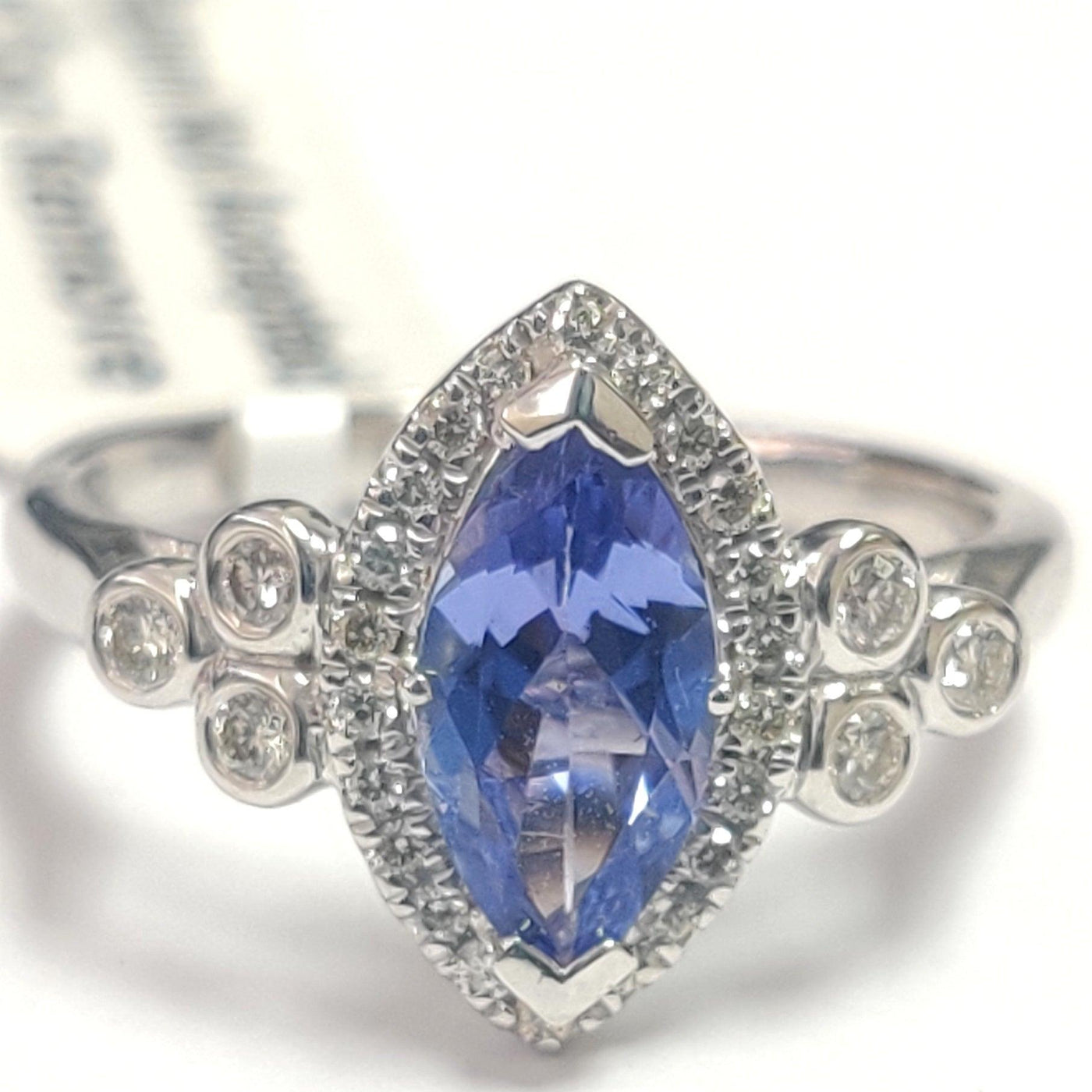 Last Piece ! 1.30Ct Tanzanite & Diamond Halo Designer Engagement Ring In Heavy Platinum