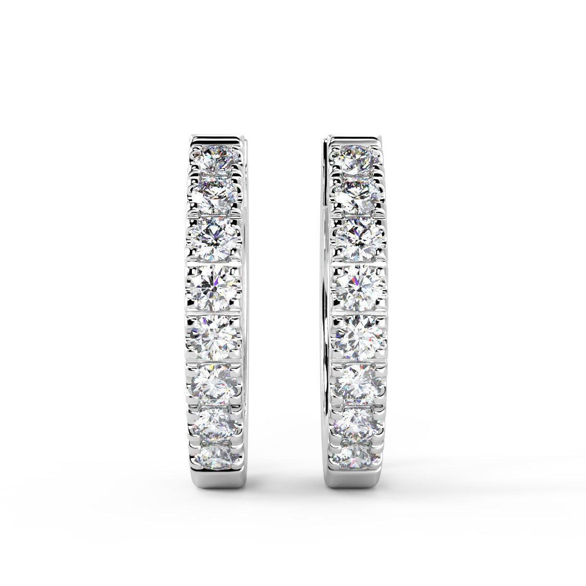 0.30Ct 100% Natural Round Diamond Hoop Earrings, Hallmarked Gold - Amada Diamonds