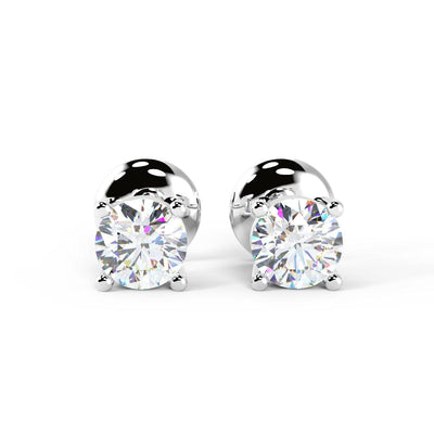 F/VS Round Diamond Stud Earring for Women's in 18k Gold & Platinum