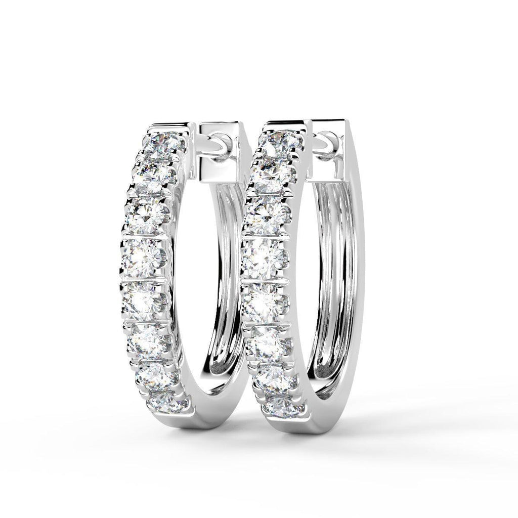 0.30Ct 100% Natural Round Diamond Hoop Earrings, Hallmarked Gold - Amada Diamonds