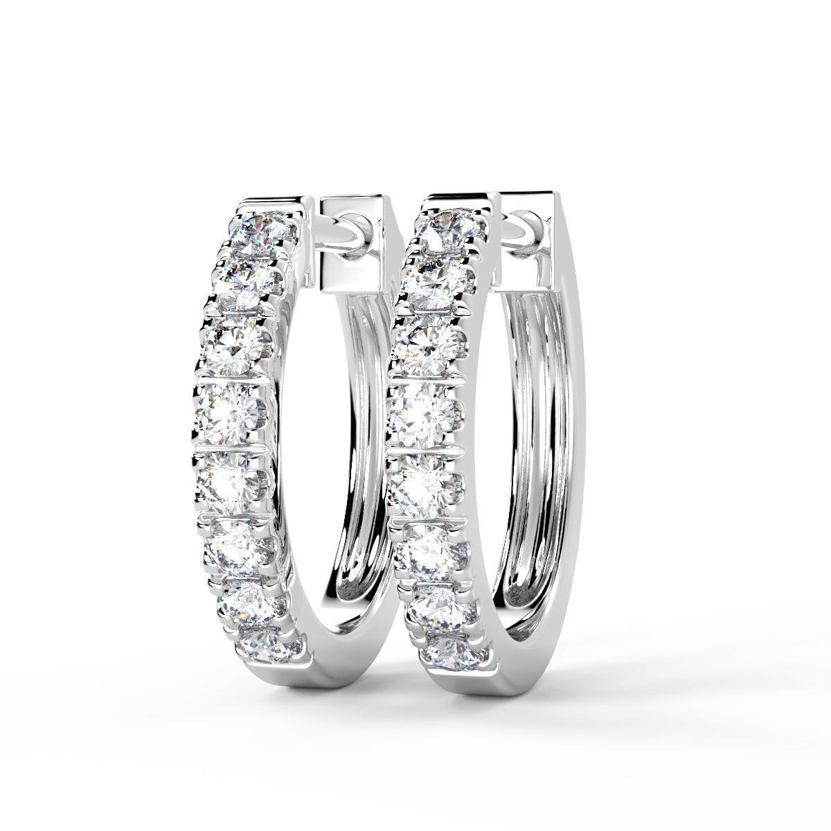 0.30Ct 100% Natural Round Diamond Hoop Earrings, Hallmarked Gold - Amada Diamonds