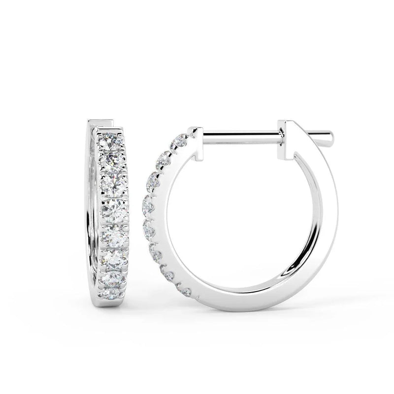 0.30Ct 100% Natural Round Diamond Hoop Earrings, Hallmarked Gold - Amada Diamonds