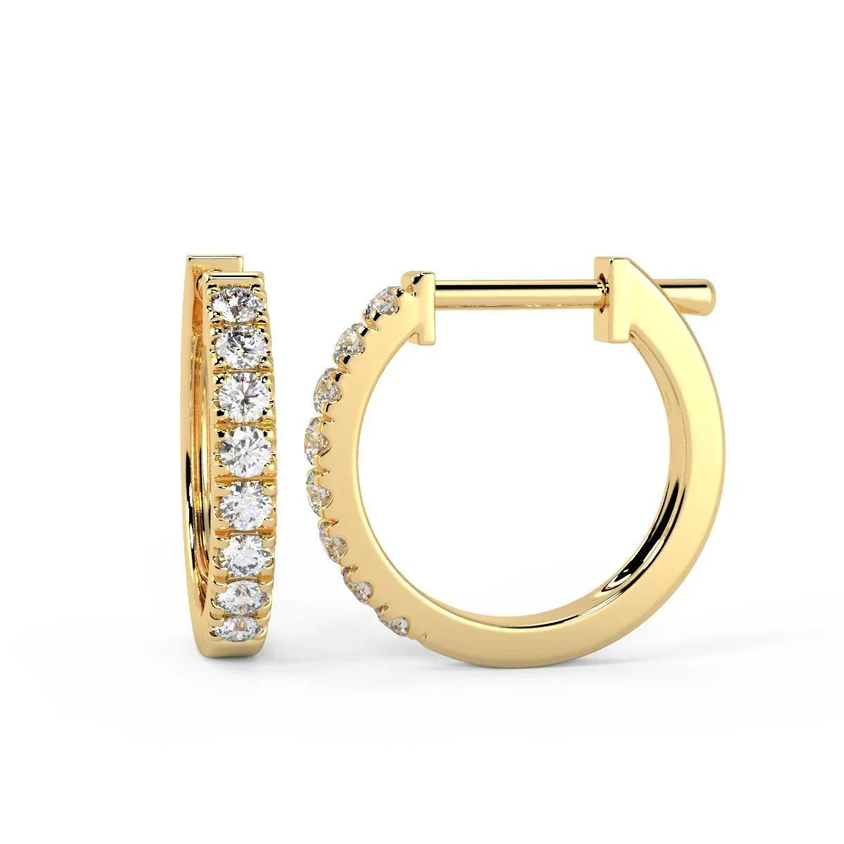0.30Ct 100% Natural Round Diamond Hoop Earrings, Hallmarked Gold - Amada Diamonds