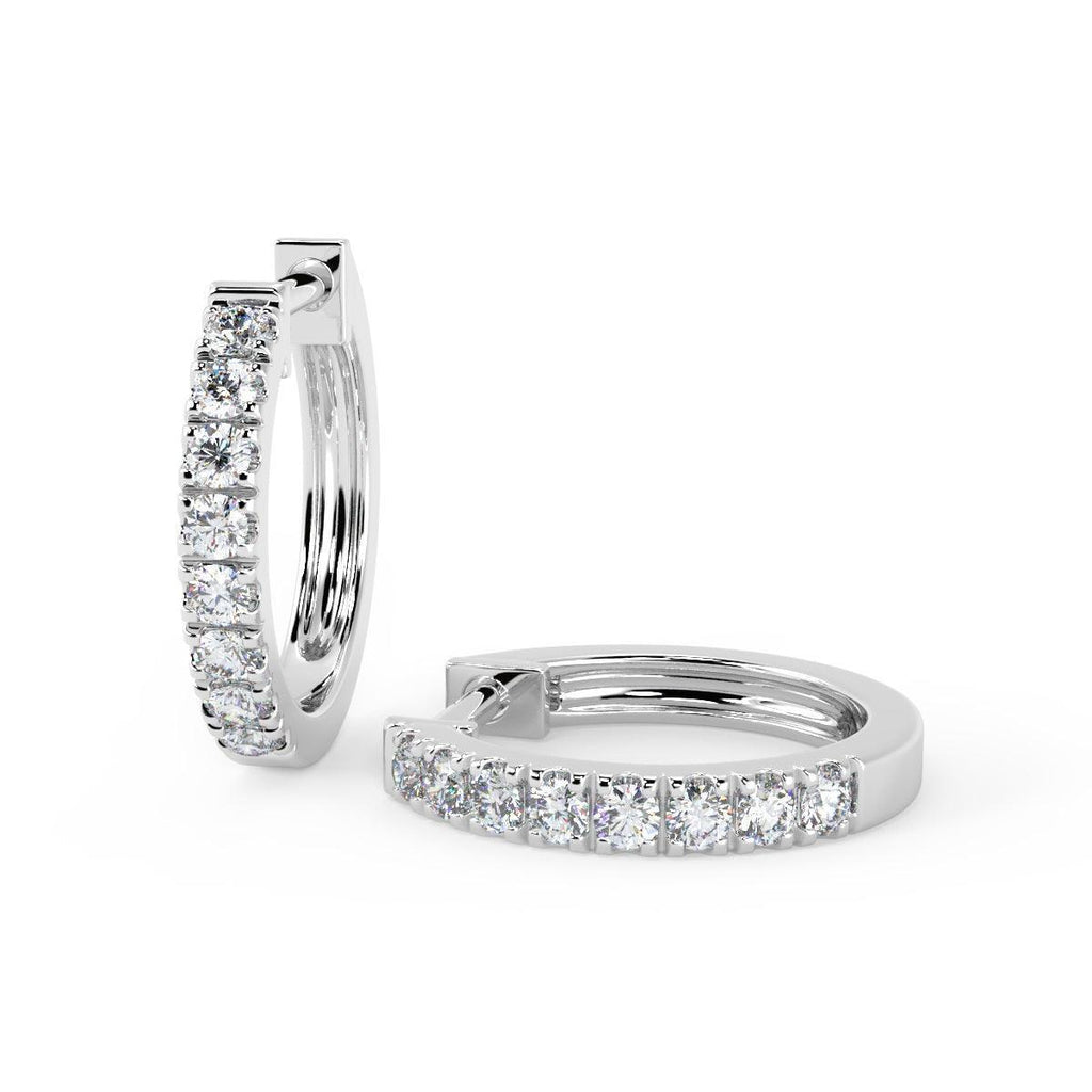 0.30Ct 100% Natural Round Diamond Hoop Earrings, Hallmarked Gold - Amada Diamonds