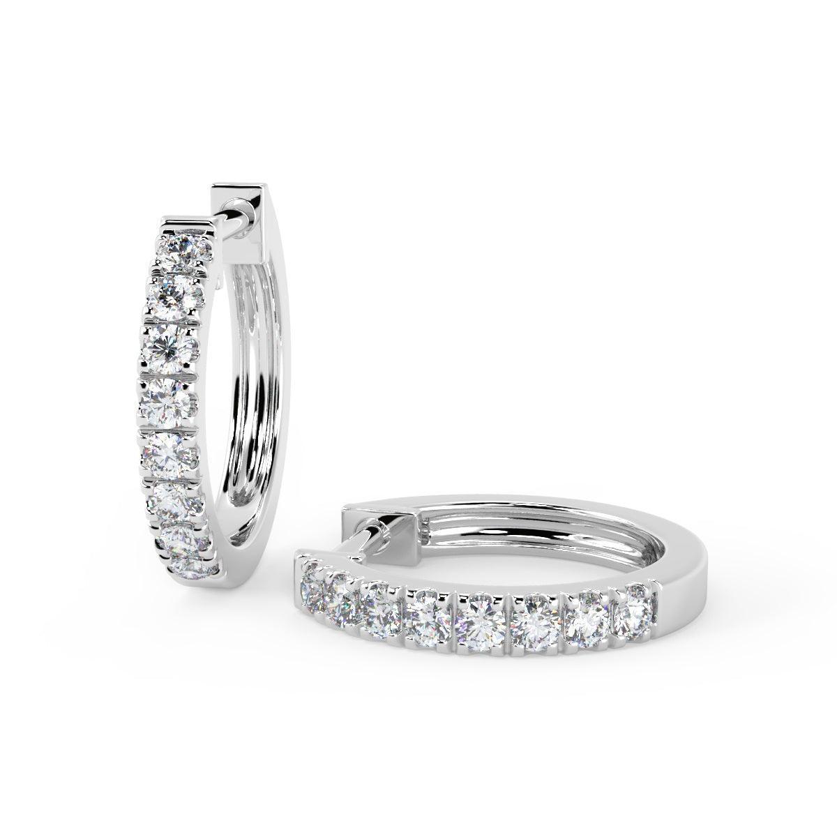 0.30Ct 100% Natural Round Diamond Hoop Earrings, Hallmarked Gold - Amada Diamonds