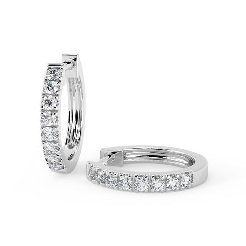 0.30Ct 100% Natural Round Diamond Hoop Earrings, Hallmarked Gold - Amada Diamonds