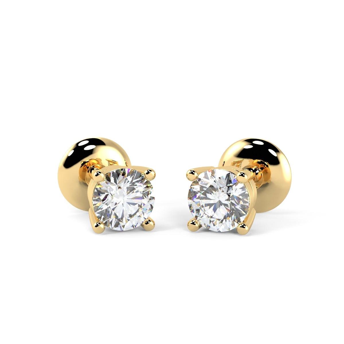 F/VS Round Diamond Stud Earring for Women's in 18k Gold & Platinum