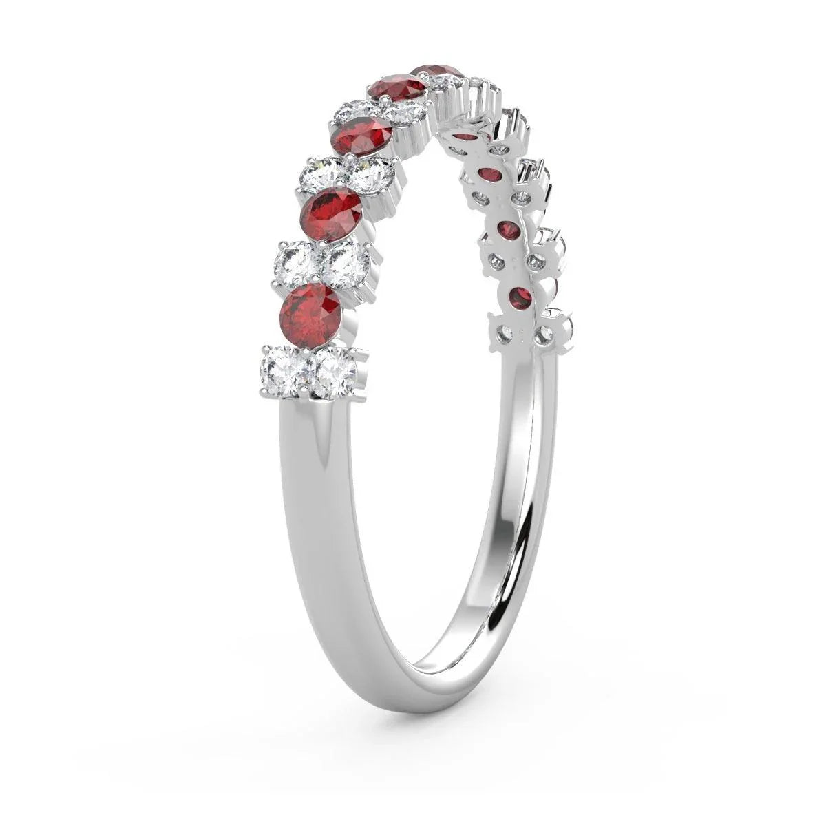Natural Ruby and Diamond Designer Ring in White Gold 0.75 Ct