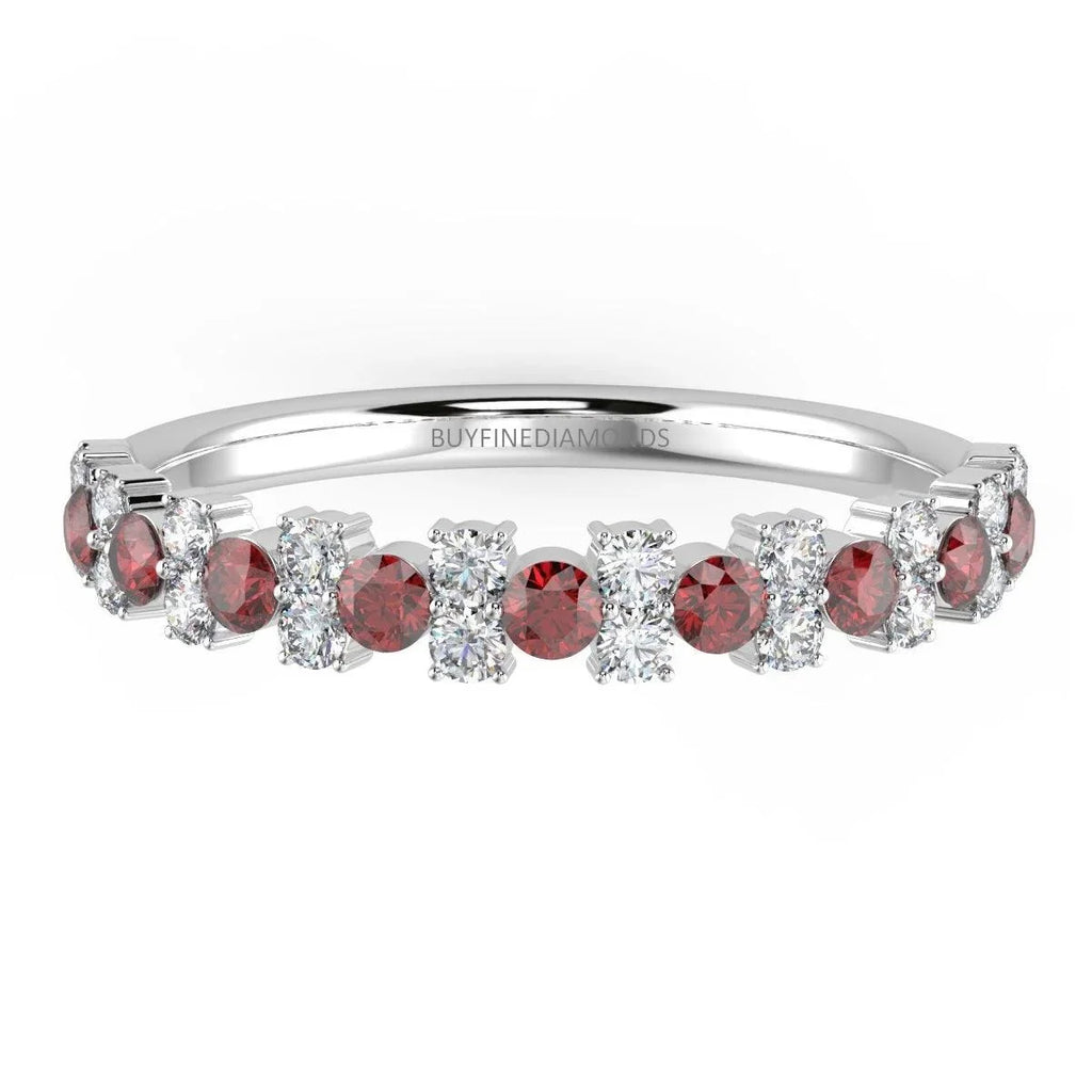 Natural Ruby and Diamond Designer Ring in White Gold 0.75 Ct