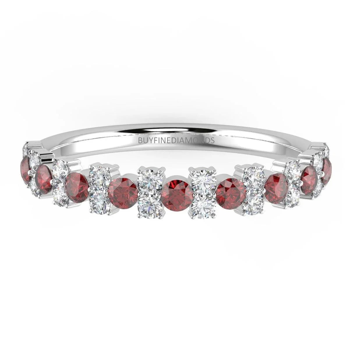 Natural Ruby and Diamond Designer Ring in White Gold 0.75 Ct