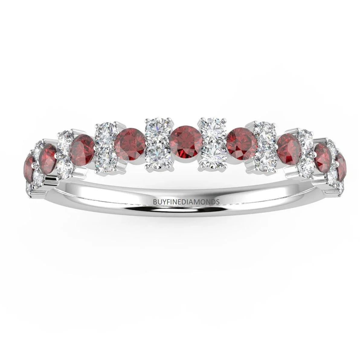 Natural Ruby and Diamond Designer Ring in White Gold 0.75 Ct