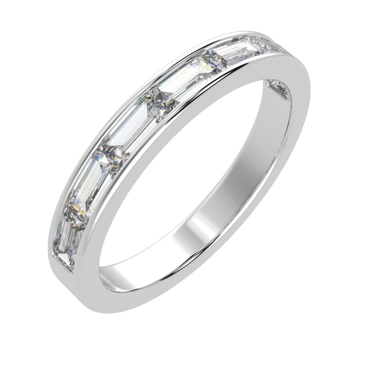 Baguette Diamond Half Eternity Ring - Horizontal Way in Platinum/18K Gold - 0.50ct - 1.00ct