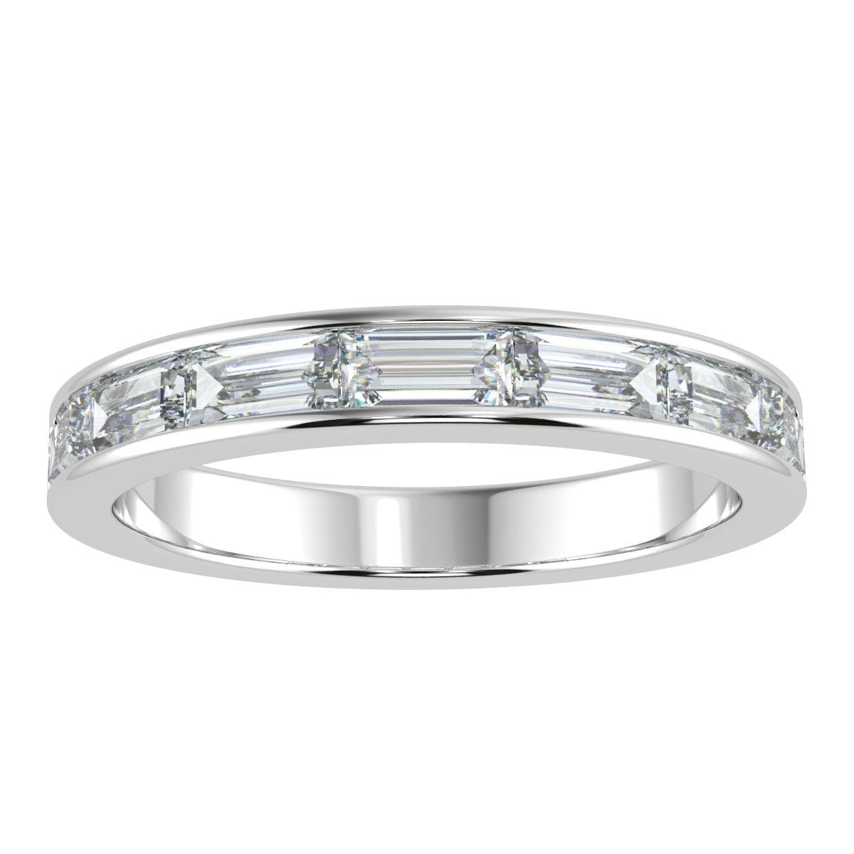 Baguette Diamond Half Eternity Ring - Horizontal Way in Platinum/18K Gold - 0.50ct - 1.00ct