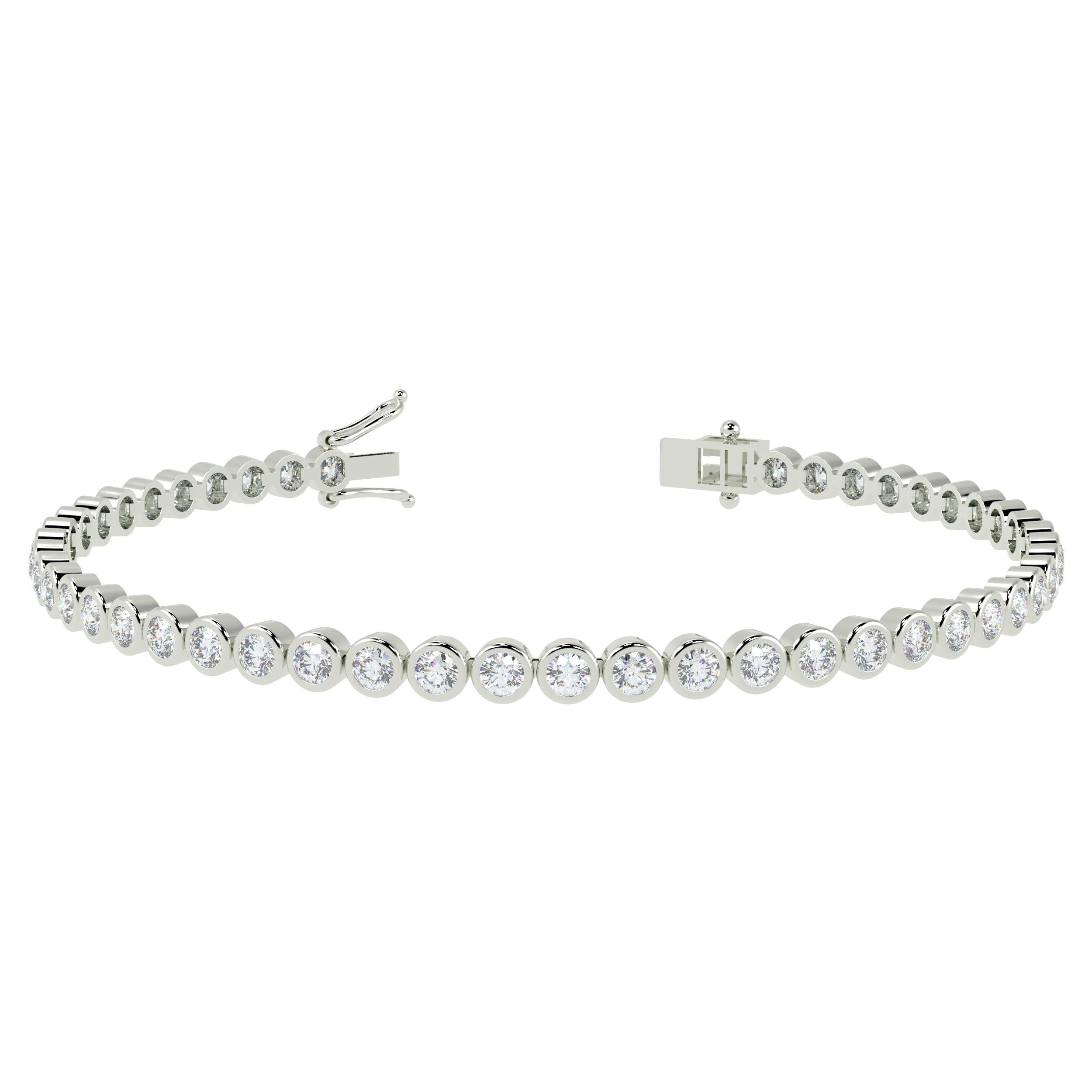 3.00CT F/VS ROUND DIAMOND BEZEL SET TENNIS BRACELET FOR WOMEN'S IN HALLMARKED 18K WHITE / YELLOW GOLD
