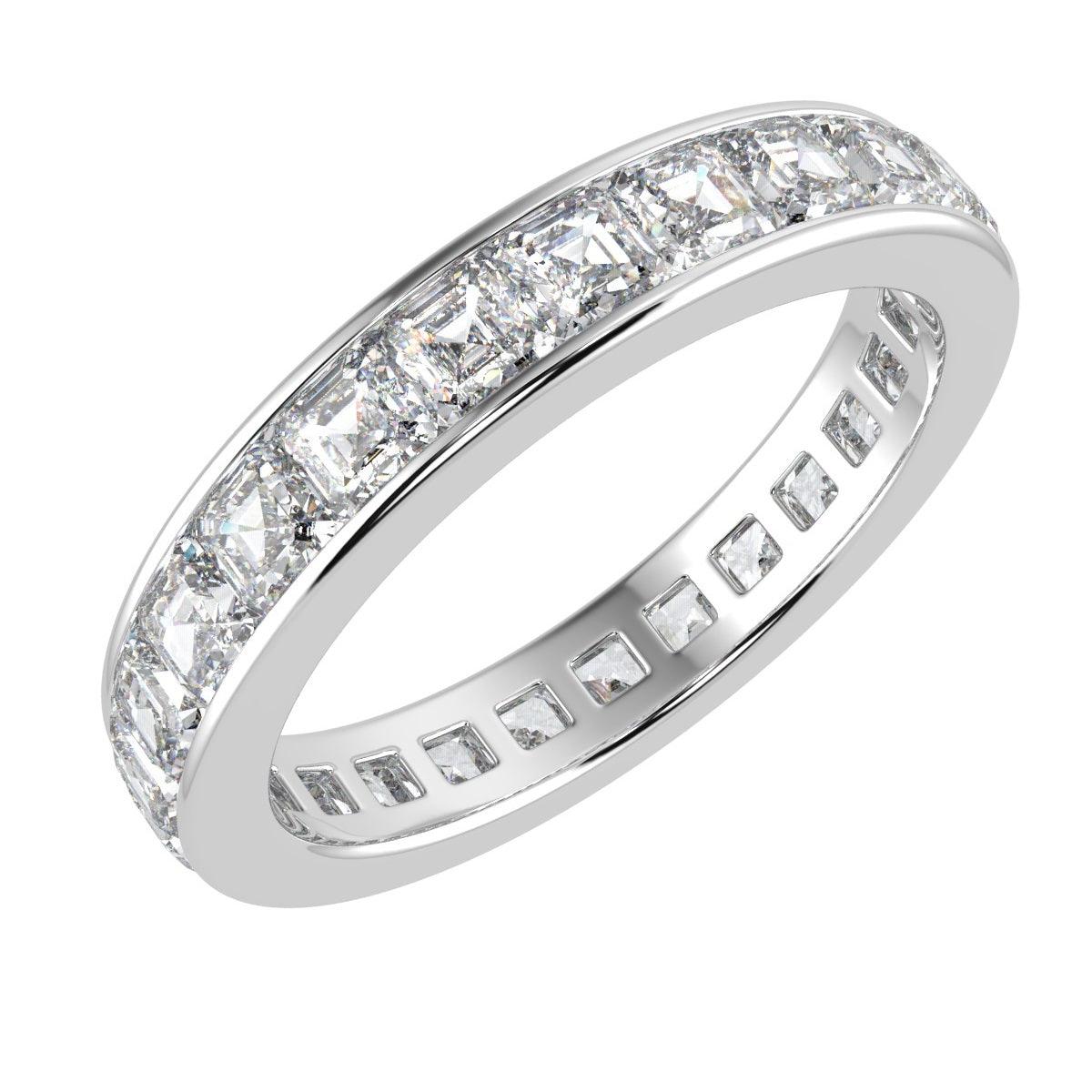 Special Offer ! Platinum D/VS Asscher Diamond Full Eternity Ring for Women's - 2.00Ct