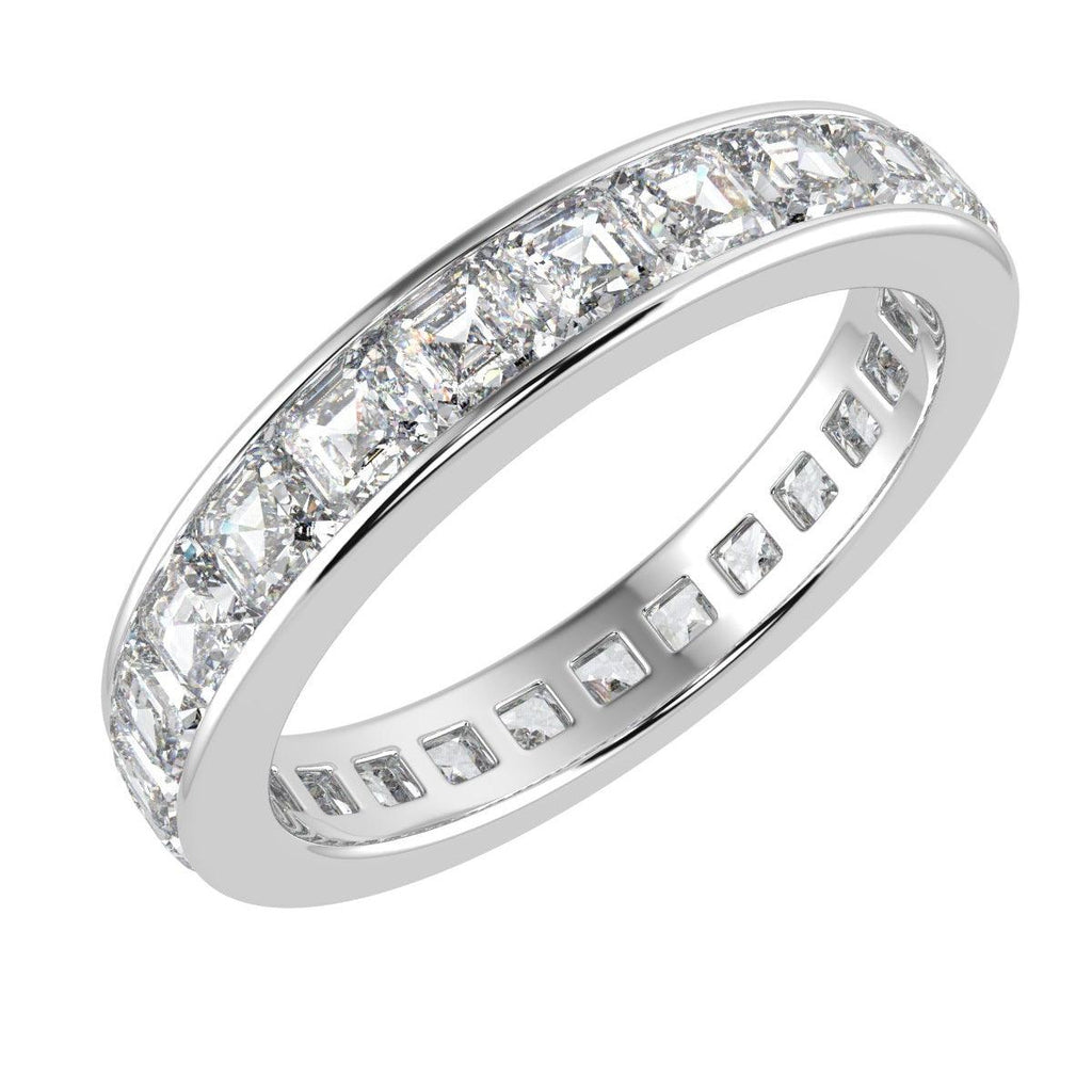 D/VS 4.00 CT ASSCHER DIAMOND FULL ETERNITY PLATINUM RING