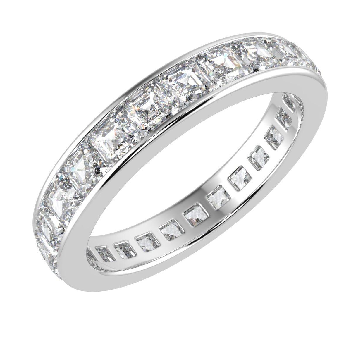 D/VS 4.00 CT ASSCHER DIAMOND FULL ETERNITY PLATINUM RING