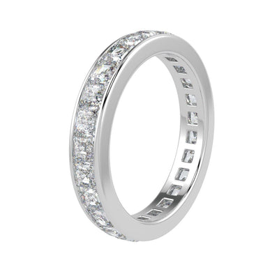 Special Offer ! Platinum D/VS Asscher Diamond Full Eternity Ring for Women's - 2.00Ct