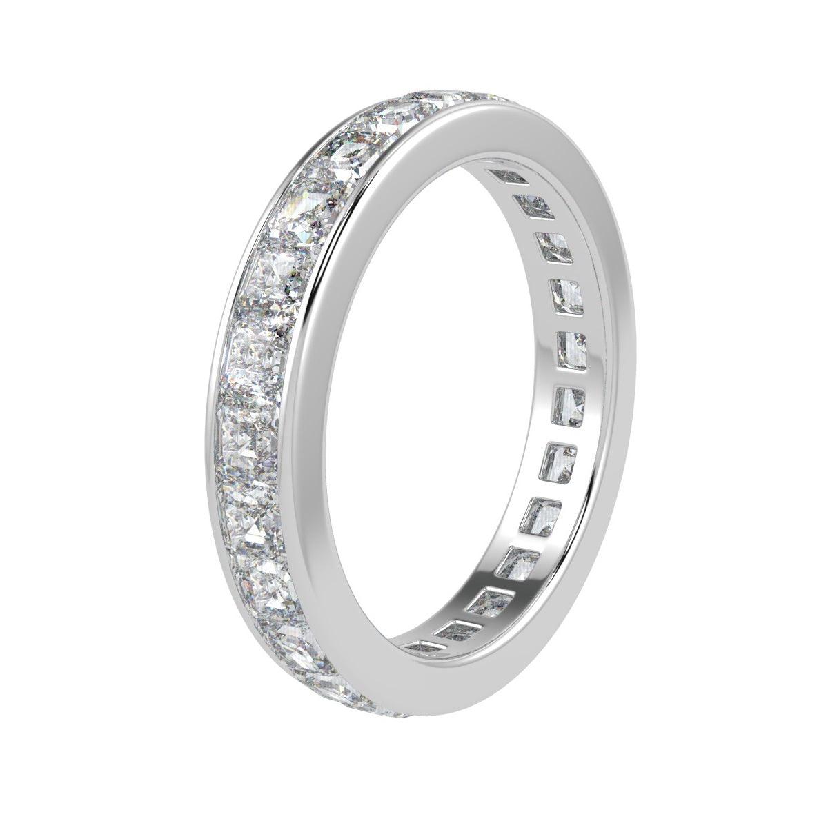 D/VS 4.00 CT ASSCHER DIAMOND FULL ETERNITY PLATINUM RING