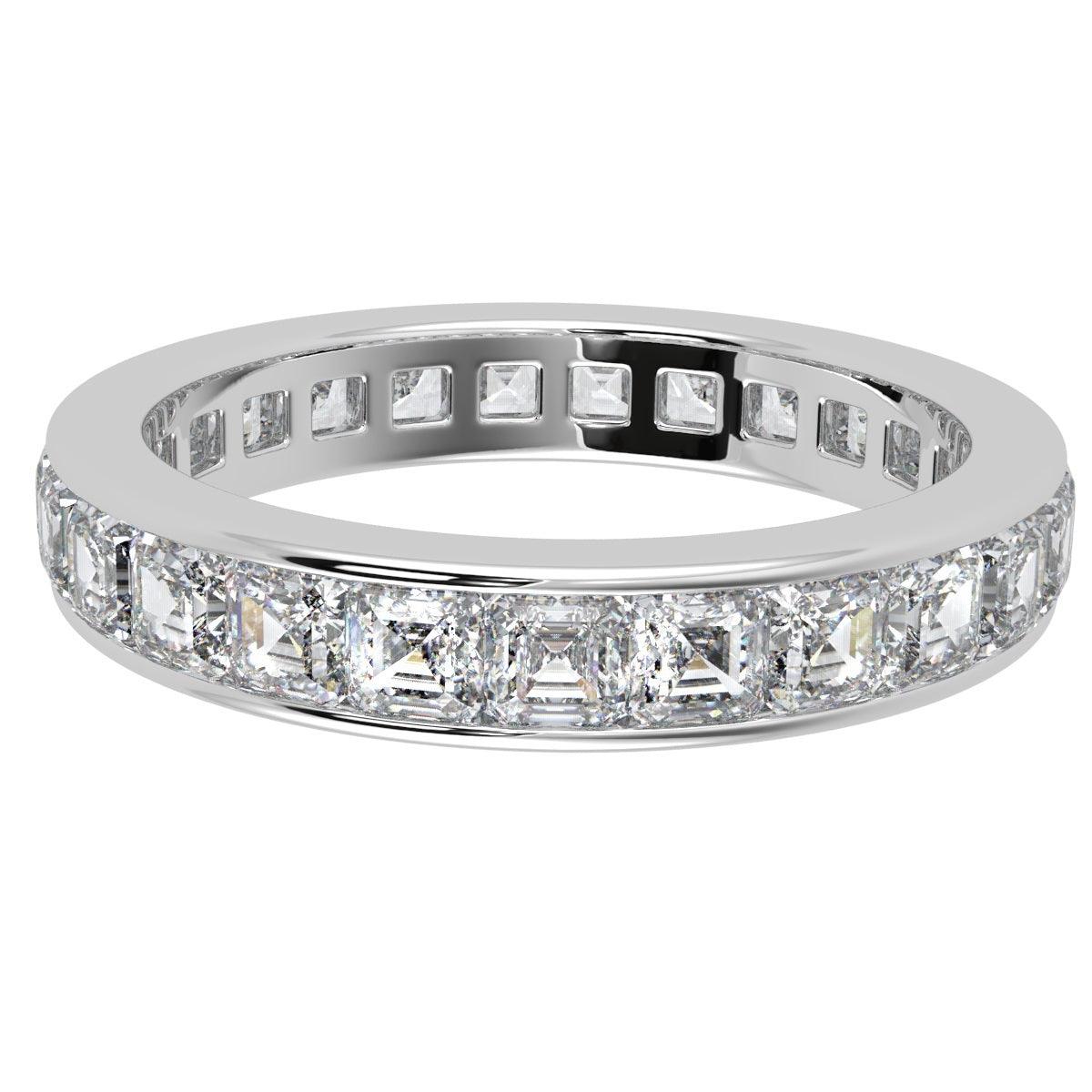 Special Offer ! Platinum D/VS Asscher Diamond Full Eternity Ring for Women's - 2.00Ct