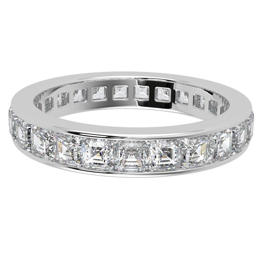 D/VS 4.00 CT ASSCHER DIAMOND FULL ETERNITY PLATINUM RING