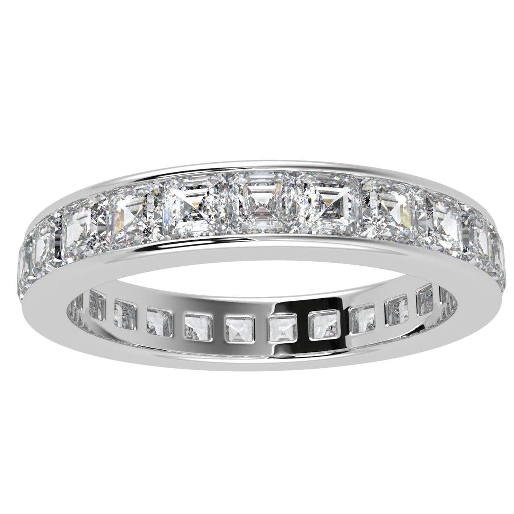 D/VS 4.00 CT ASSCHER DIAMOND FULL ETERNITY PLATINUM RING