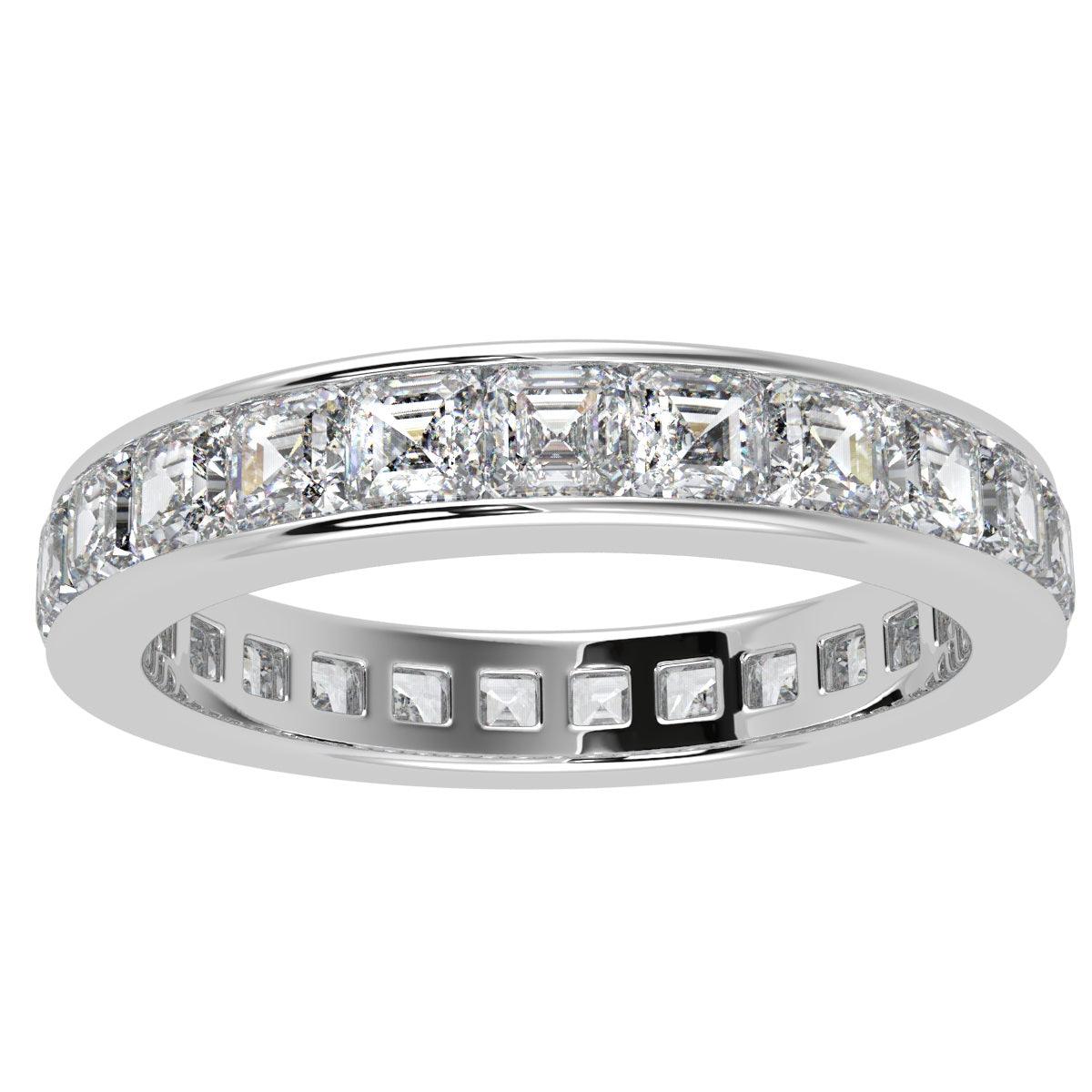 D/VS 4.00 CT ASSCHER DIAMOND FULL ETERNITY PLATINUM RING