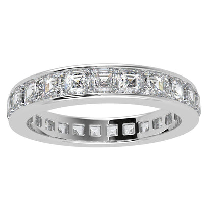 Special Offer ! Platinum D/VS Asscher Diamond Full Eternity Ring for Women's - 2.00Ct