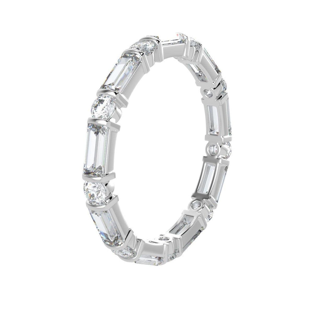 Round and Baguette Diamond Bar set Full Eternity Ring in Platinum/18K Gold 1.50 - 2.50 CT F/VS