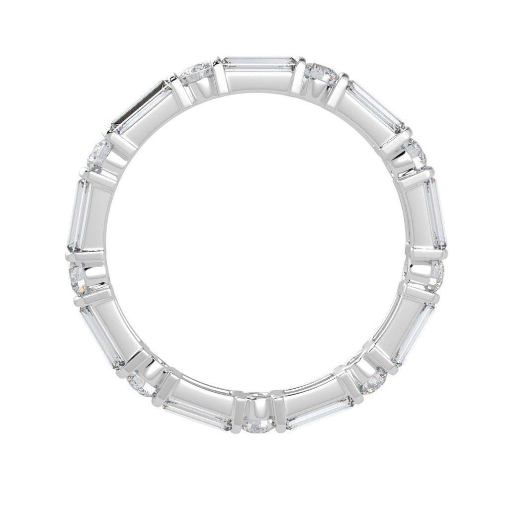 Round and Baguette Diamond Bar set Full Eternity Ring in Platinum/18K Gold 1.50 - 2.50 CT F/VS