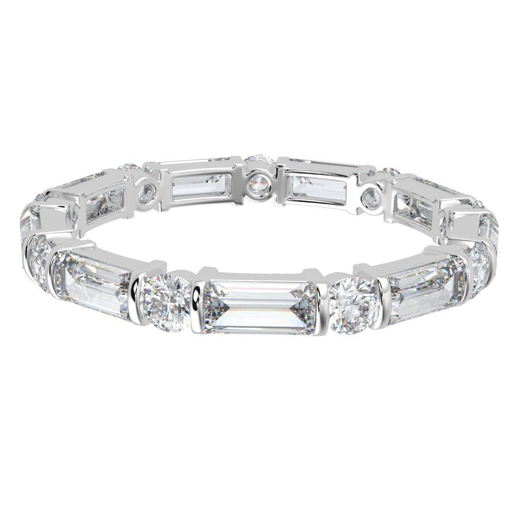 Round and Baguette Diamond Bar set Full Eternity Ring in Platinum/18K Gold 1.50 - 2.50 CT F/VS
