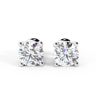 Clearance 0.85Ct Round Diamond Stud Earrings in 18k White Gold - Amada Diamonds