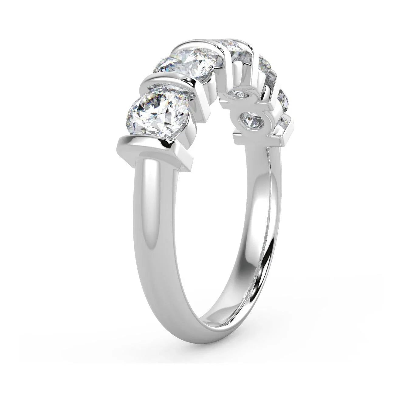 1.00 ct D/VVS Round Diamond 5 Stone Eternity in Platinum/18K Gold