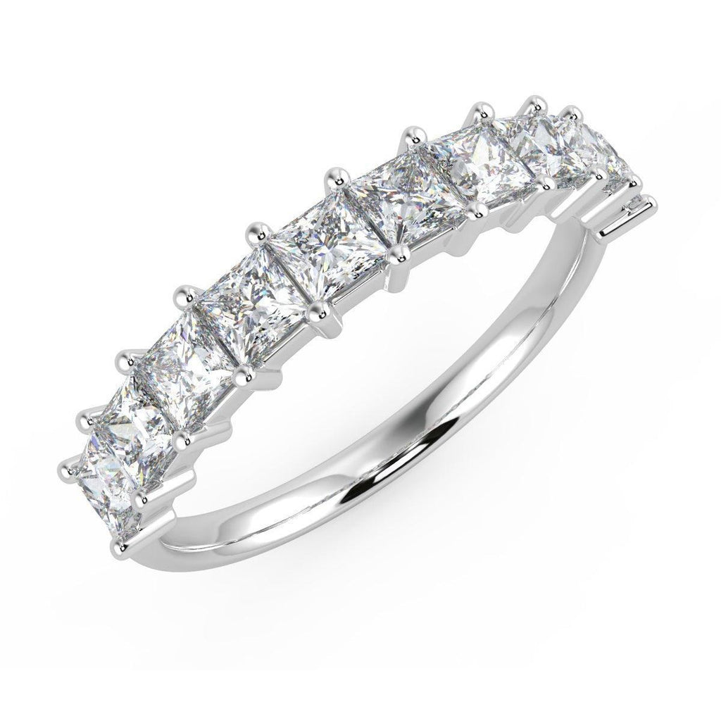 Princess Diamond Half Eternity Ring in Platinum/18K Gold 0.60 CT F/VS